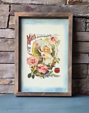 Framed Botanical Wall Art • Vintage-Style Print • Upcycled Home Decor